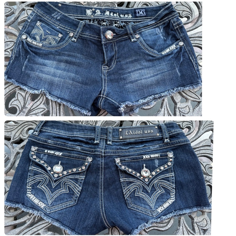 L.A. idol USA jeans crystal rhinestone shorts